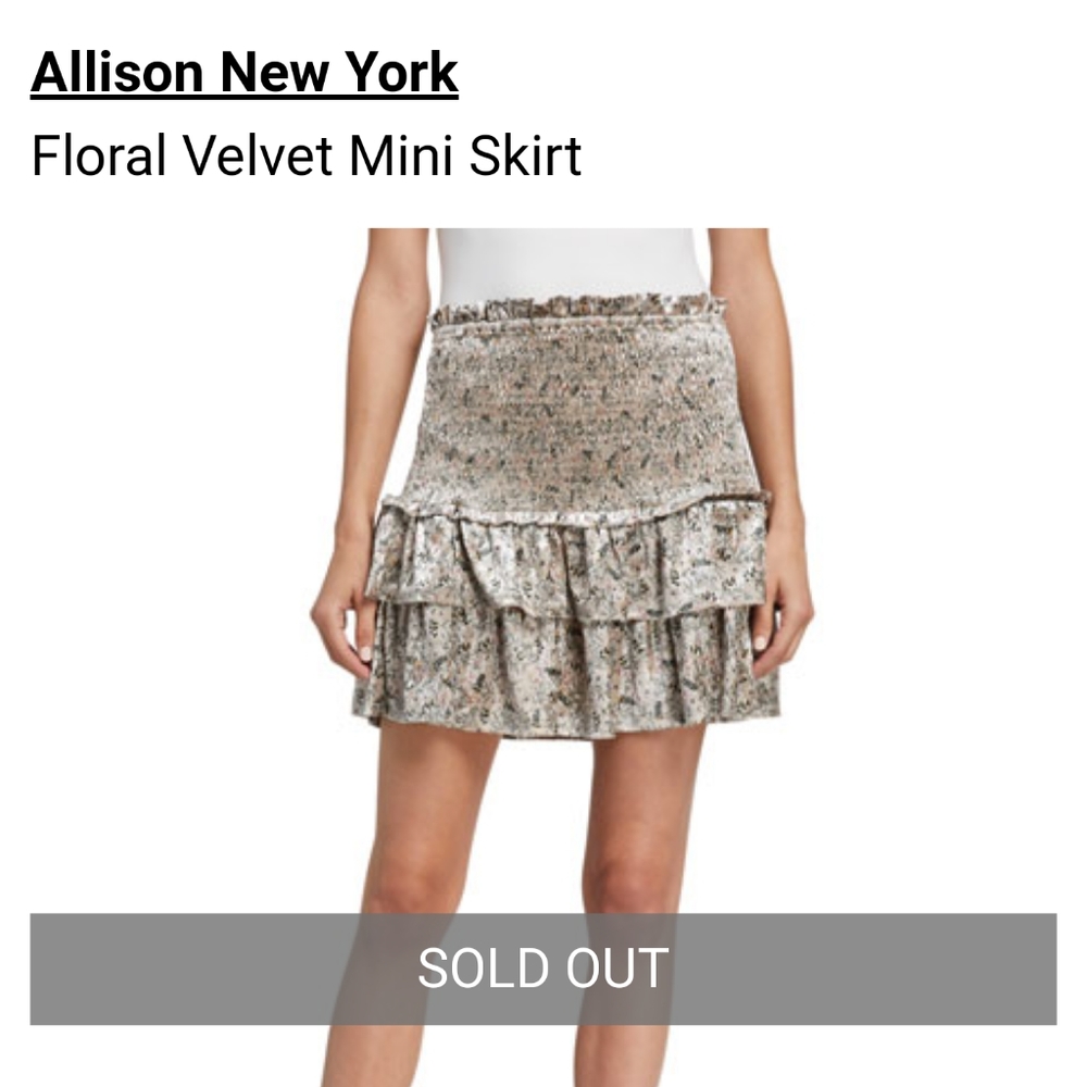 NWT Alison New York Floral Velvet Skirt XS AND S